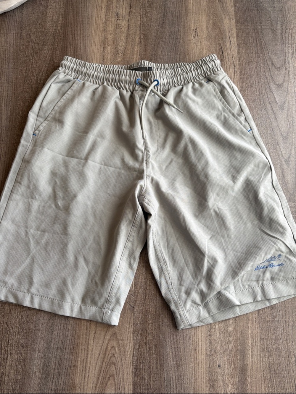 Eddie Bauer boys Light Grey swim shorts with  Drawstring